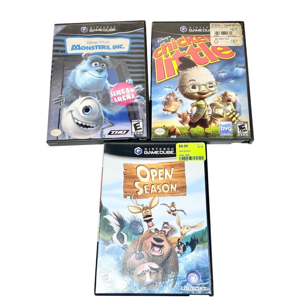 Gamecube Game Lot of 3 Video Games Monsters Inc, Chicken Little, Open Season